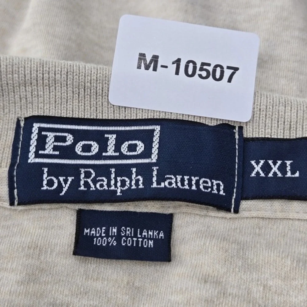 VINTAGE Polo By Ralph Lauren Men Polo XXL Beige Long Sleeve Logo Pony Embroidere